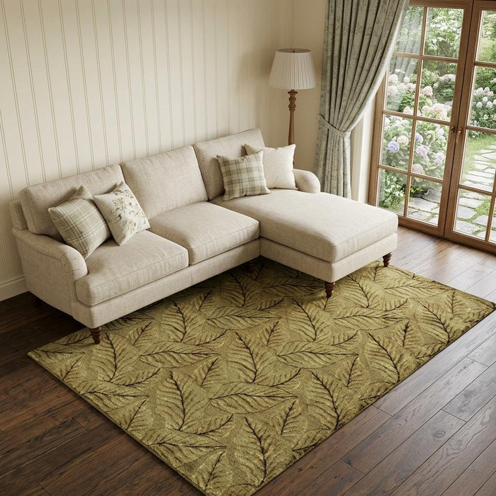 8' X 10' Floral Hand Knotted Area Rug (744265) - Green / Tan / Black