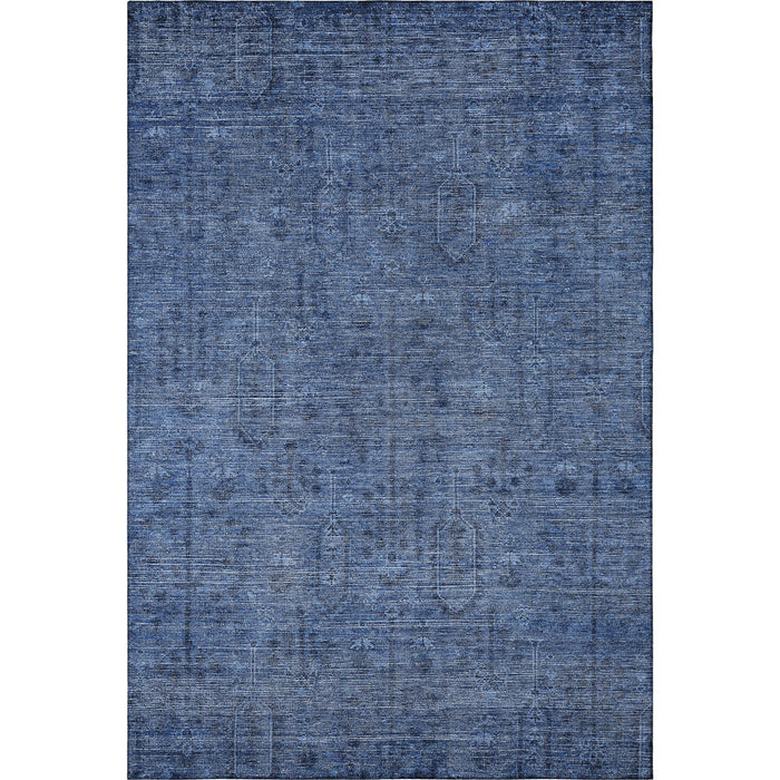 9' X 12' Southwestern Washable Area Rug With UV Protection - Navy Blue / Gray