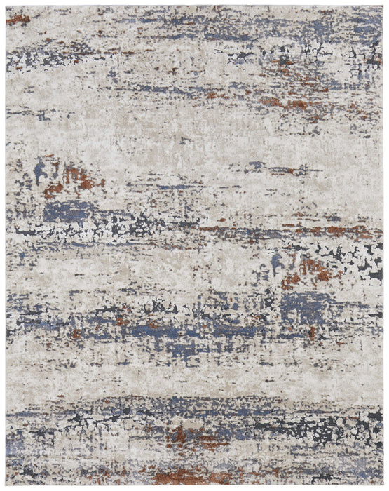 8' x 10' Abstract Power Loom Area Rug - Gray Blue And Ivory