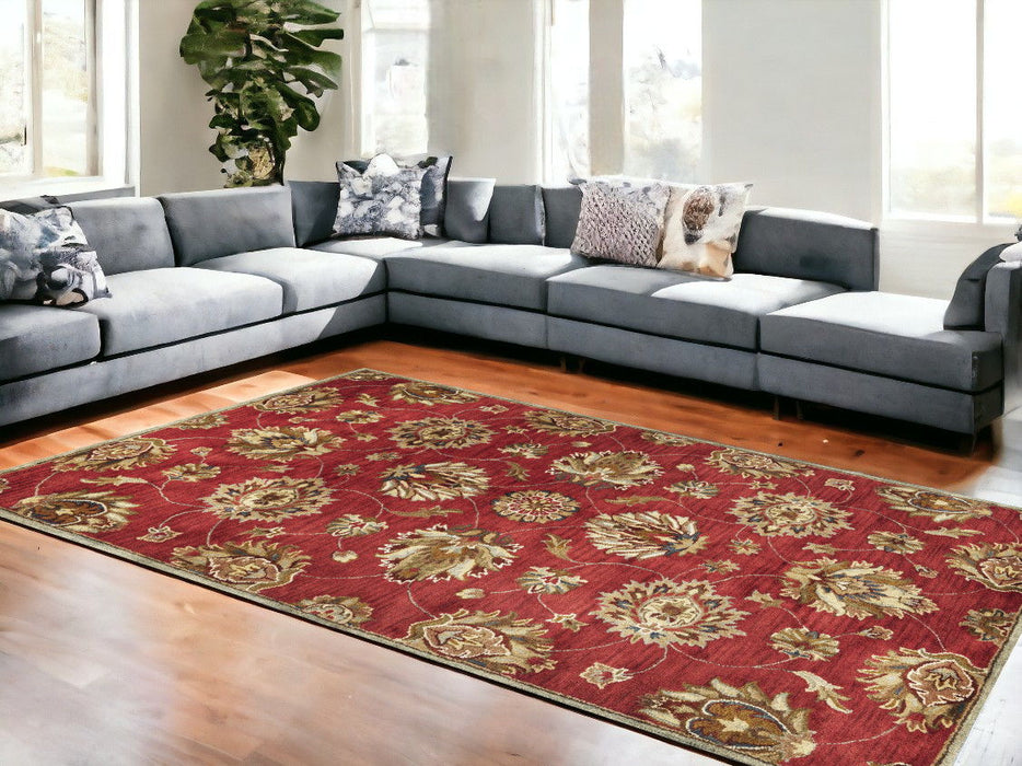 8' x 10' 6 Wool Area Rug - Red