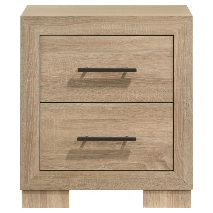 Arielle - 2-Drawer Bedroom Nightstand With Casters - Light Oak