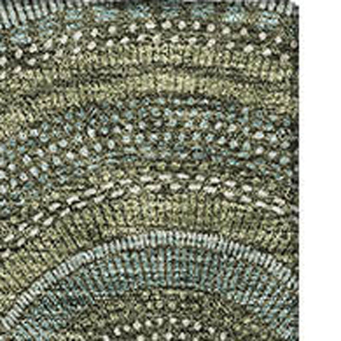 10' X 14' Geometric Washable Area Rug With UV Protection (677705) - Olive Green / Silver