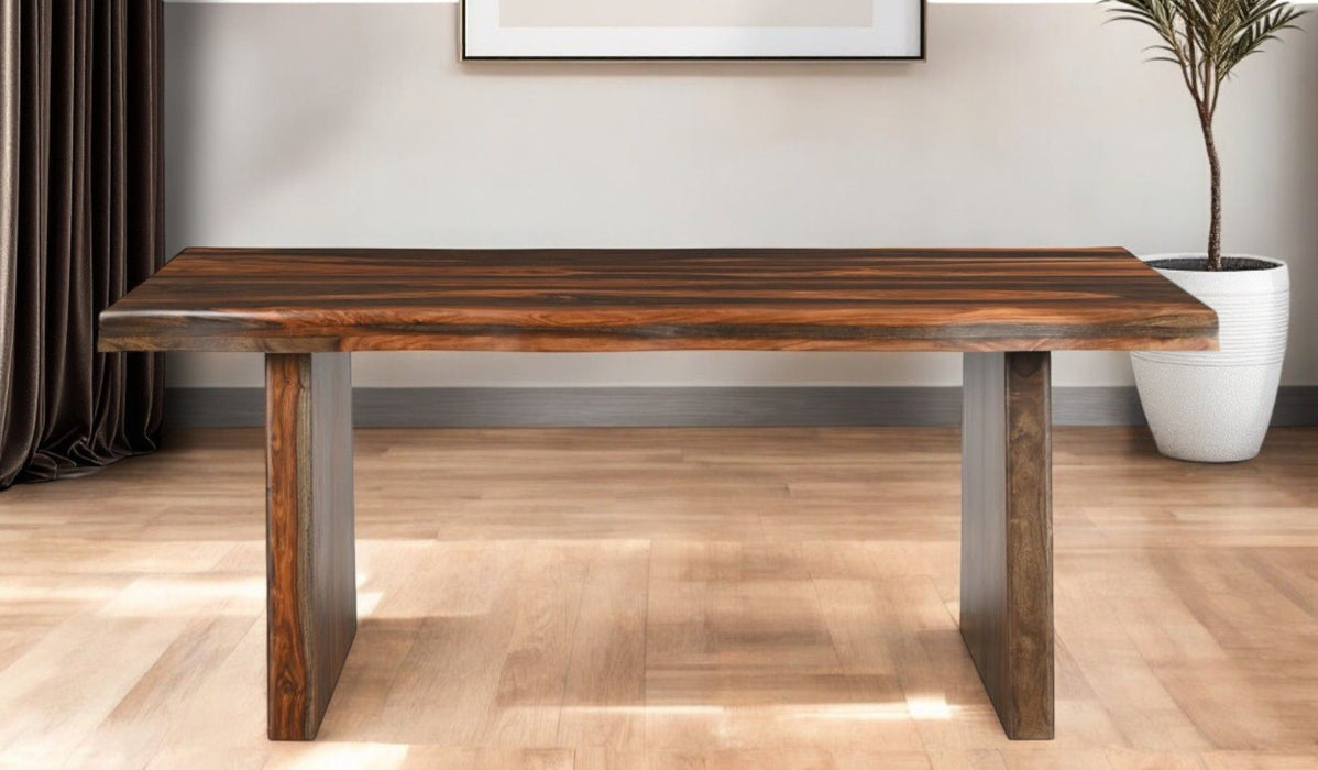 74" Solid Wood Dining Table - Dark Brown