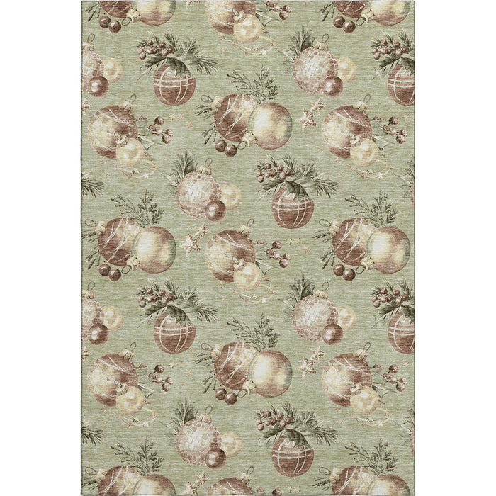 10' X 14' Polka Dot Washable Area Rug With UV Protection (702473) - Artichoke Green / Brown / Beige