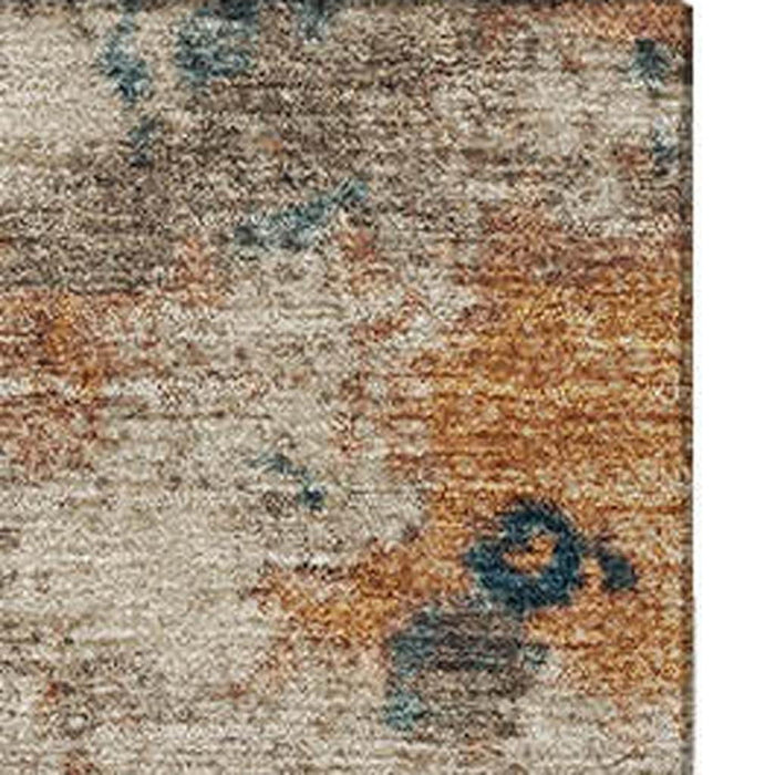 10' X 14' Abstract Washable Area Rug With UV Protection (710346) - Beige / Copper / Blue