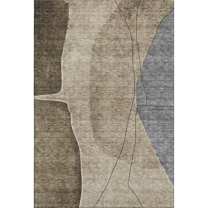 9' X 12' Abstract Washable Area Rug With UV Protection (656554) - Brown / Beige / Blue
