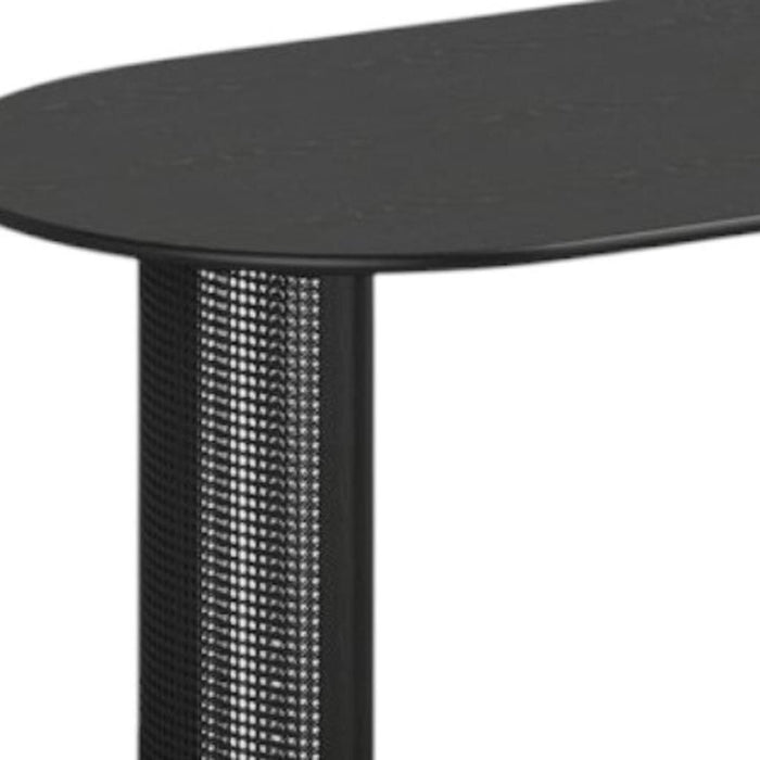 79" Solid Wood Mirrored Double Pedestal Base Dining Table - Black
