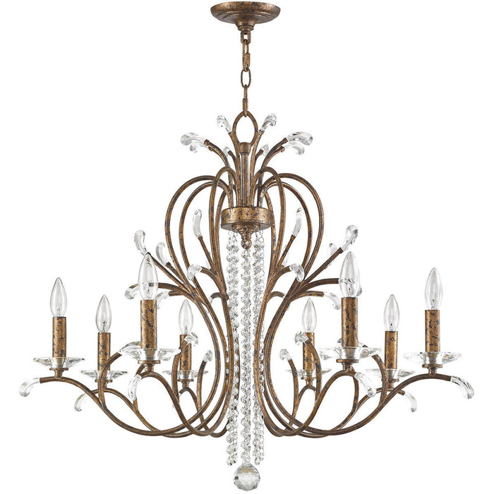 28'' Eight Light Dimmable Chandelier With Shades - Bronze