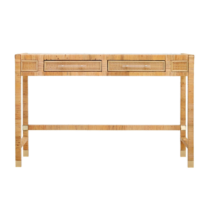 TOV Furniture Amara desk, modern writing desk with sleek wooden surface and minimalist design for home office use.