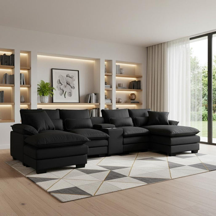 Fabric Modular USB Sofa - Black