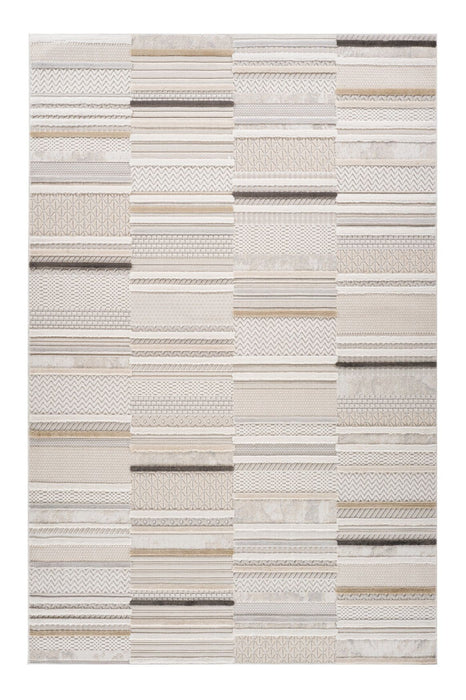 8' x 11' Abstract Distressed Area Rug - Gray And Beige