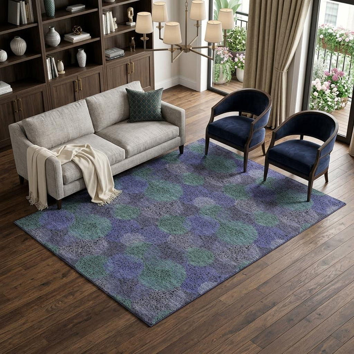 10' X 14' Abstract Washable Area Rug With UV Protection (677195) - Purple / Green