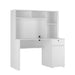 Giga white executive computer desk with hutch, bookshelf, drawers, 3 AC outlets, 2 USB ports, ideal for home office or study.