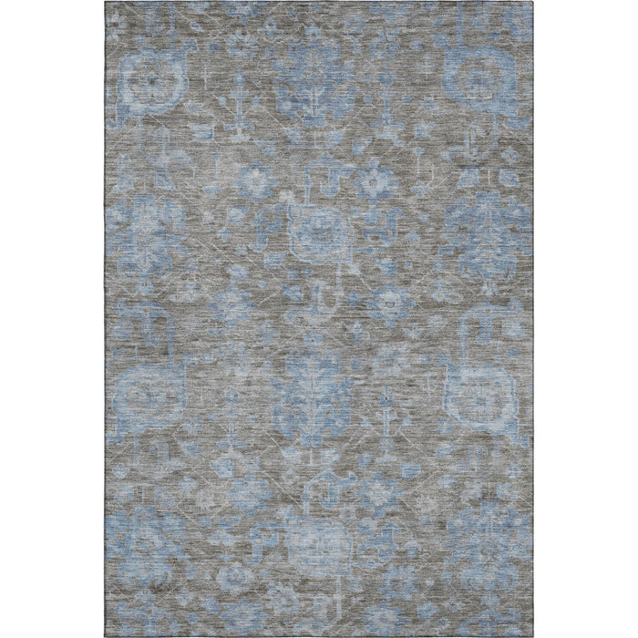 10' X 14' Floral Washable Area Rug With UV Protection (693300) - Gray / Blue