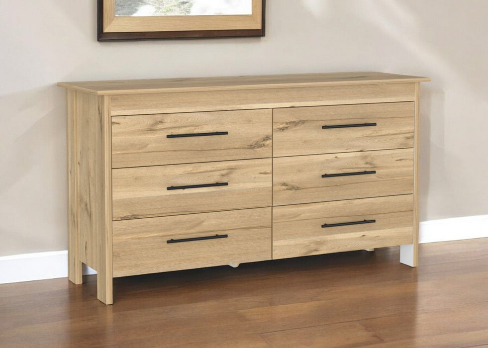 59" Six Drawer Double Dresser - Natural