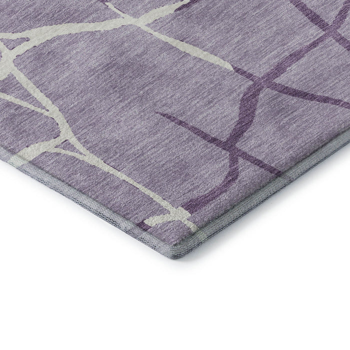 10' X 14' Abstract Geometric Washable Area Rug With UV Protection (682295) - Lavender / Ivory