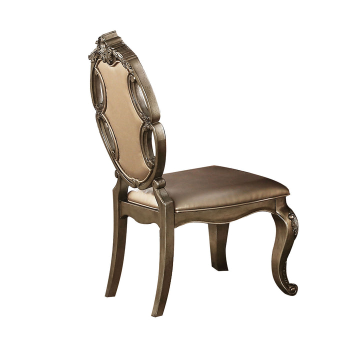 Tufted Upholstered Faux Leather And Solid Wood Dining Side Chairs (Set of 2) - Oak