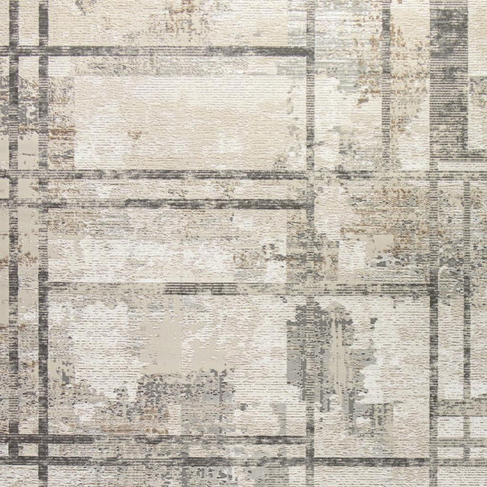 8' X 10' Abstract Non Skid Area Rug - Ivory And Black