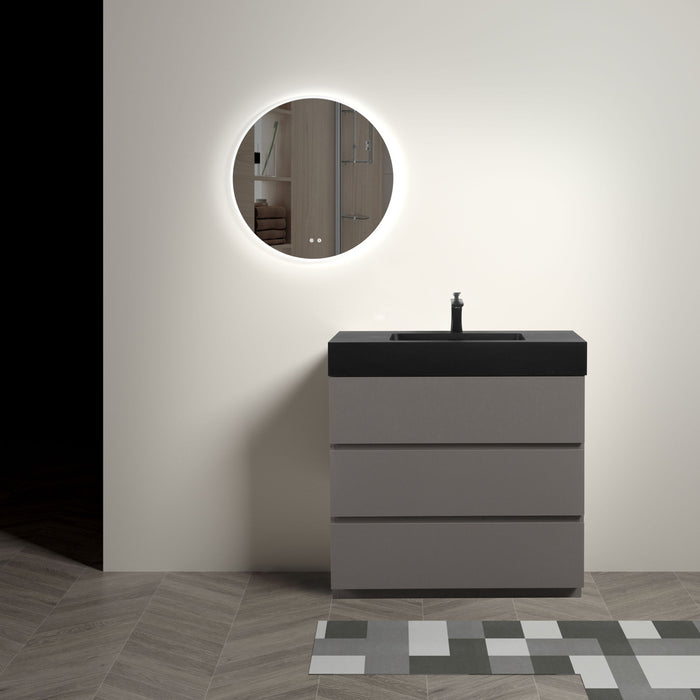 Giga Alice bathroom vanity with large storage, one-piece sink basin, freestanding design, modern style, without drain or faucet.