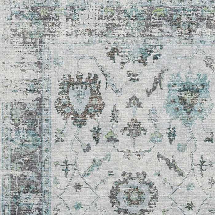 10' X 14' Oriental Washable Area Rug With UV Protection (709902) - Teal / Gray / Charcoal