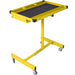 Giga adjustable tear down work table with drawer, heavy-duty steel, rubber corners, four swivel casters, and 220 lb capacity.