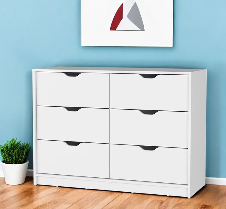 Manufactured Wood Six Drawer Modern Dresser - White