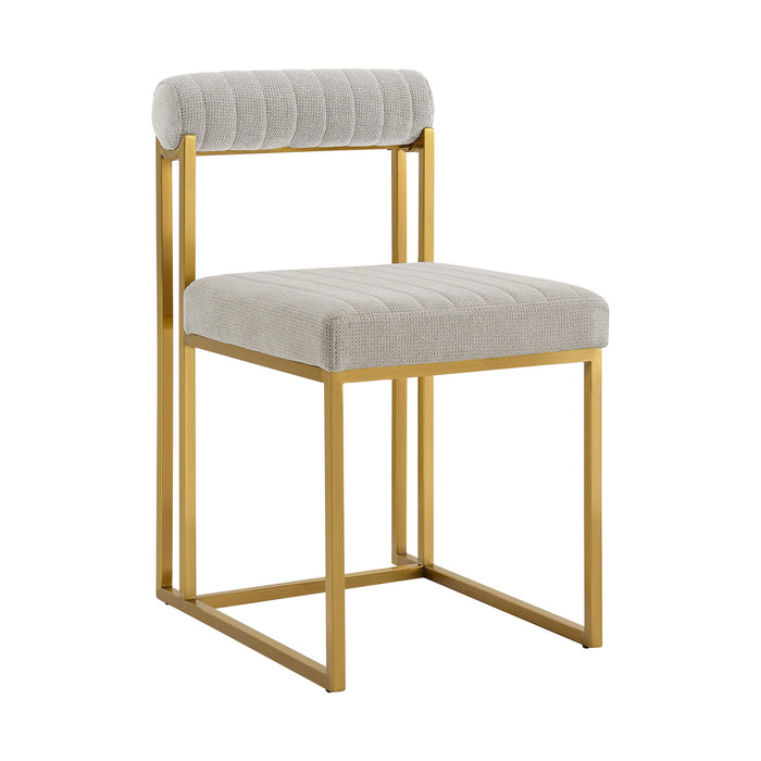 Upholstered Polyester Open Back Dining Side Chairs (Set of 2) - Gray
