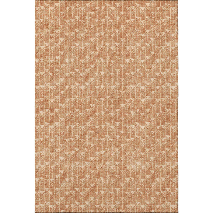 10' X 14' Geometric Washable Area Rug With UV Protection (647116) - Salmon / Ivory