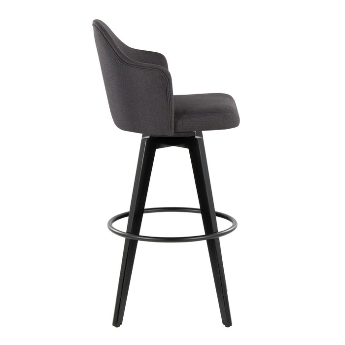 Ahoy - Upholstered Fixed-Height Barstool (Set of 2) - Black Base, Black Footrest