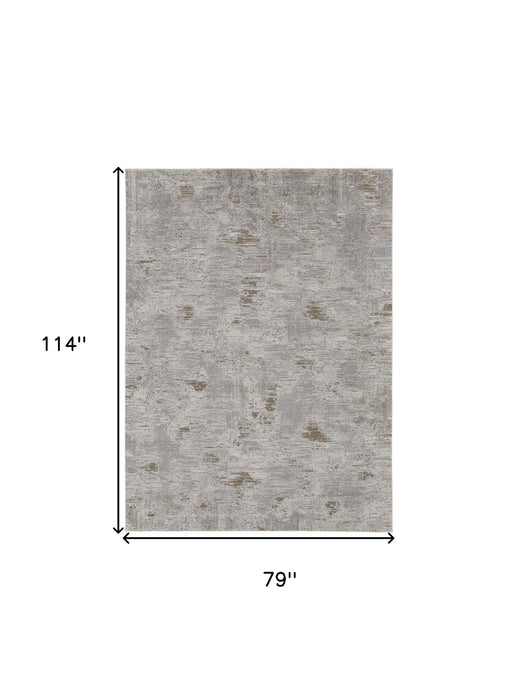 6.6' x 9.5' Abstract Power Loom Distressed Area Rug - Gray And Ivory