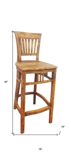 Solid Wood Low Back Counter Height Bar Chair - Natural