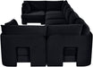 Meridian Furniture velvet upholstery 7-piece U-shaped sectional sofa with stationary design and plush cushions.