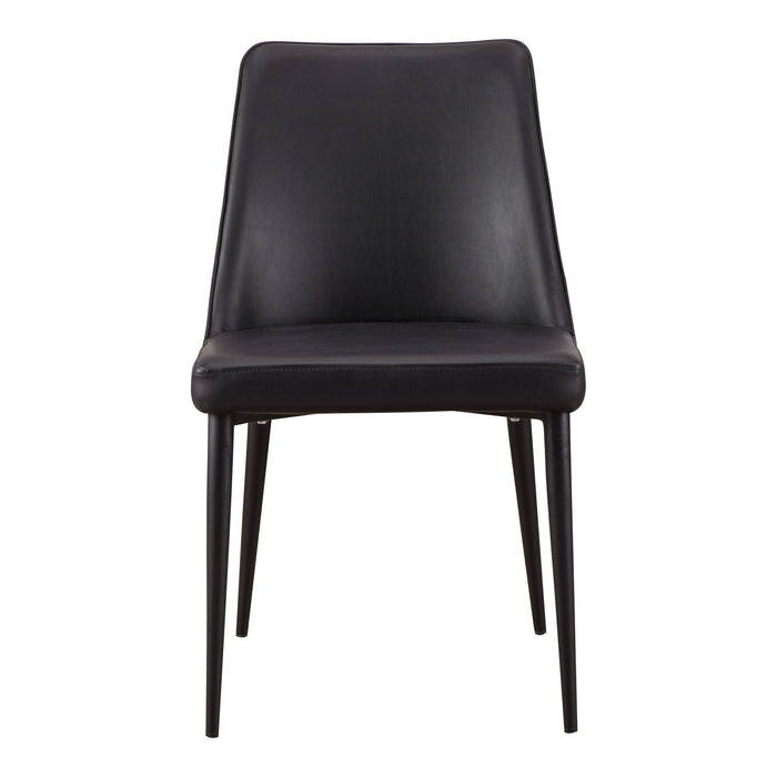 Faux Leather Dining Room Side Chairs Without Arms (Set of 2) - Black