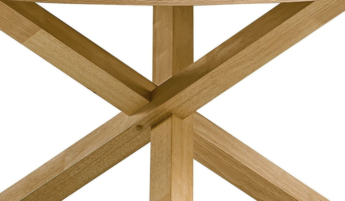 54" Wood Cross Leg Base Round Top Dining Table - Oak