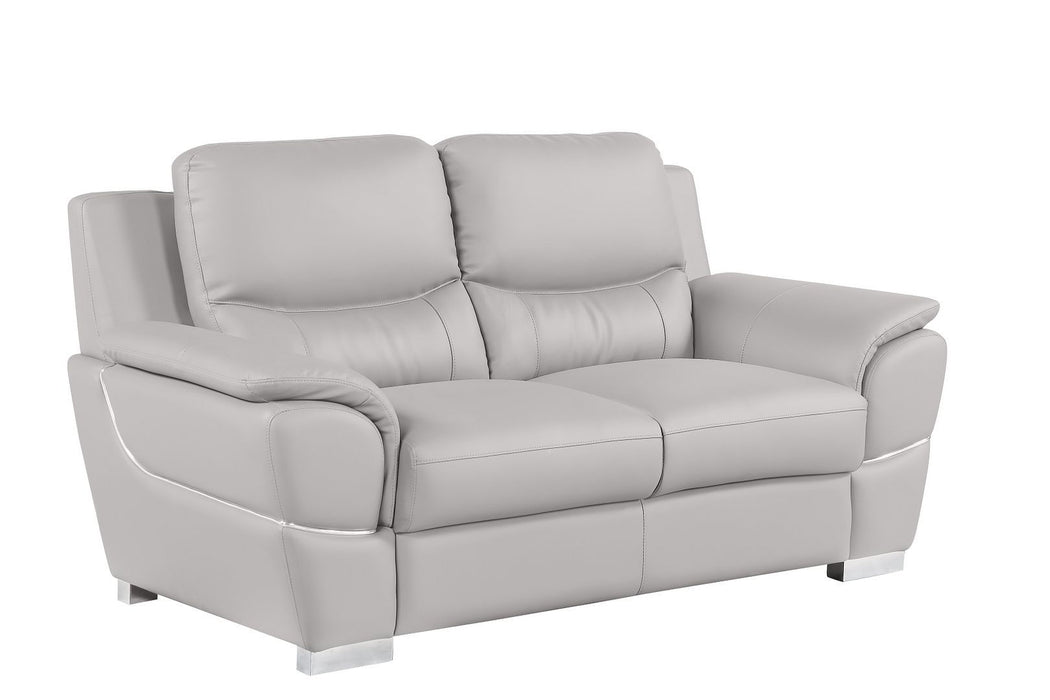 Leather Loveseat (720580) - Light Gray / Silver