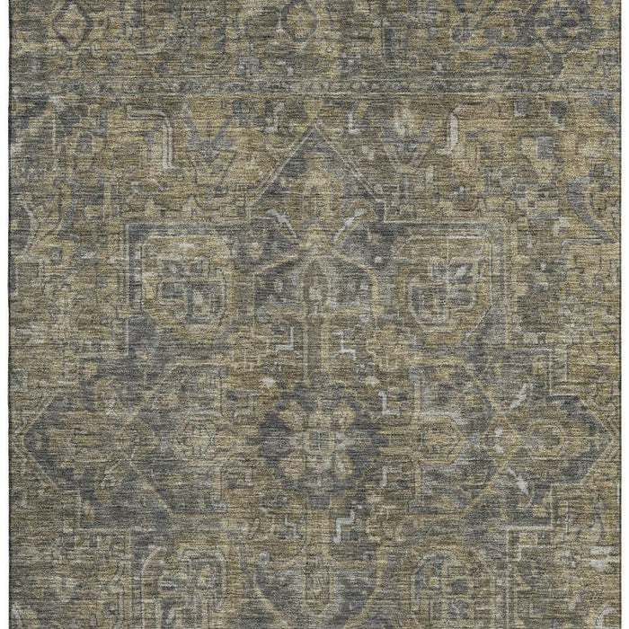 10' X 14' Medallion Distressed Washable Area Rug With UV Protection (649738) - Chocolate / Gray