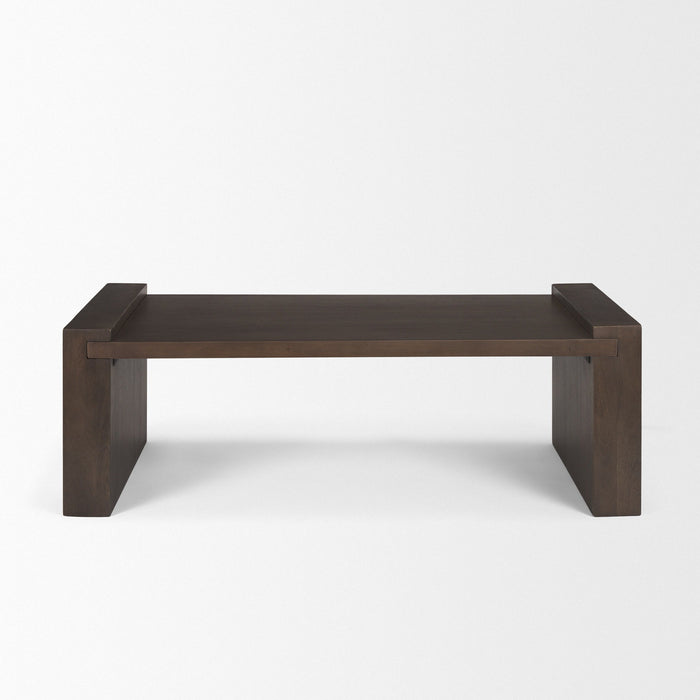 48" Solid Wood Sled Coffee Table - Dark Brown