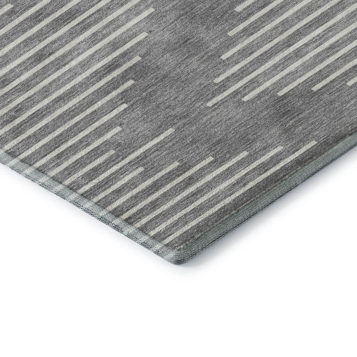 10' X 14' Geometric Washable Area Rug With UV Protection (679738) - Gray / Ivory
