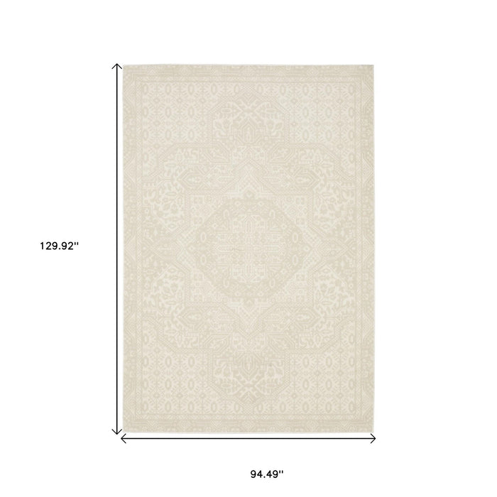 8' X 11' Medallion Area Rug - Ivory And Beige