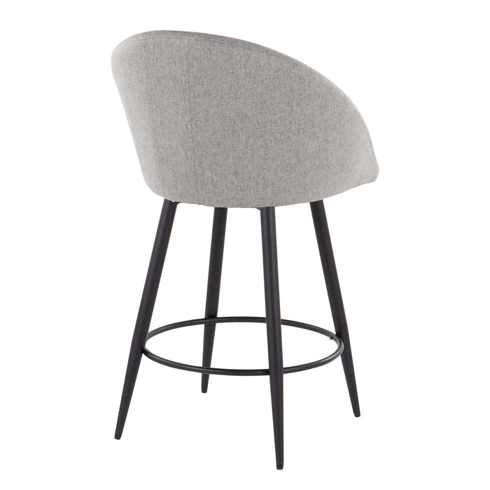 Matisse - 26" Highback Fixed-Height Counter Stool With Swivel And Round Black Metal Footrest (Set of 2) - Black Metal