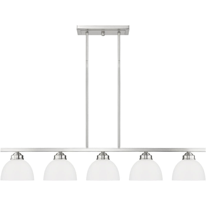 8" Five Light Dimmable Chandelier With Shades - Nickel