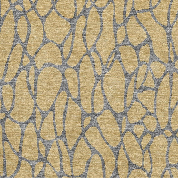 10' X 14' Geometric Washable Area Rug With UV Protection (680319) - Gold / Gray