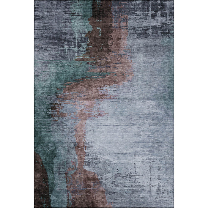 10' X 14' Abstract Washable Area Rug With UV Protection (715609) - Blue / Brown