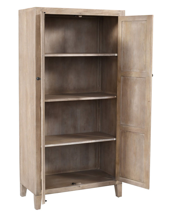 72" Distressed Solid Wood Frame Accent Cabinet With Two Doors - Ivory
