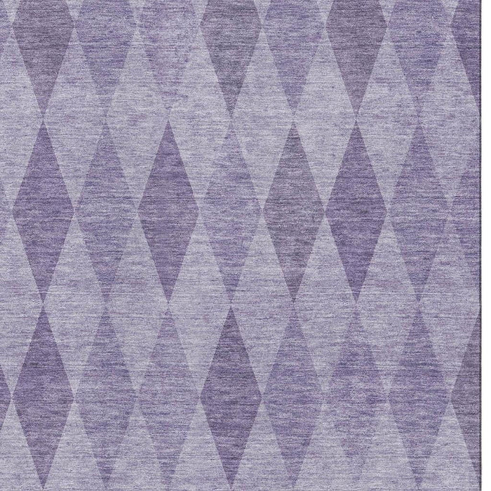 8' X 10' Geometric Washable Area Rug With UV Protection (649376) - Purple / Ivory