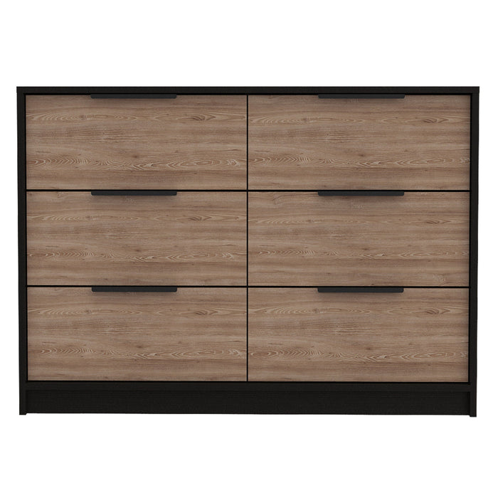 Six Drawer Double Dresser - Brown And Black