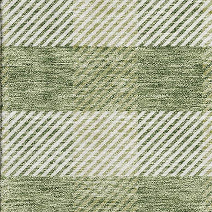 10' X 14' Plaid Washable Area Rug With UV Protection (673465) - Green / Ivory