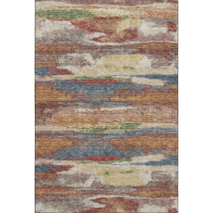 10' X 14' Abstract Washable Area Rug With UV Protection (675042) - Rust / Green / Gold