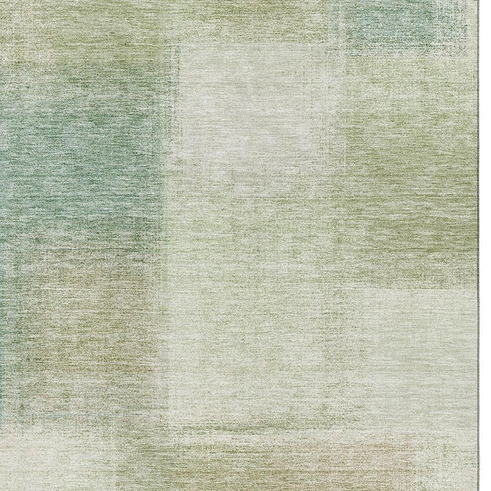 8' X 10' Transitional Abstract Washable Area Rug With UV Protection - Artichoke Green