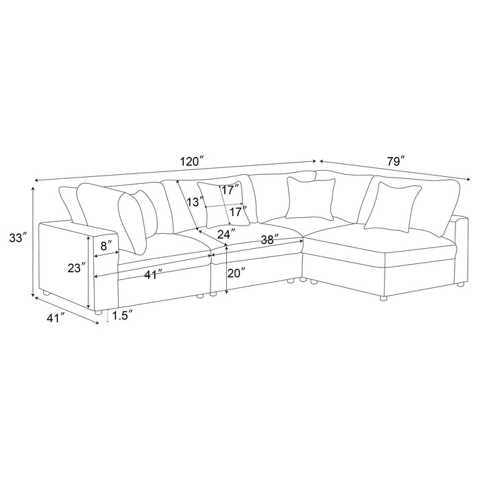 Serene 4-piece Upholstered Modular Sectional Sofa Beige